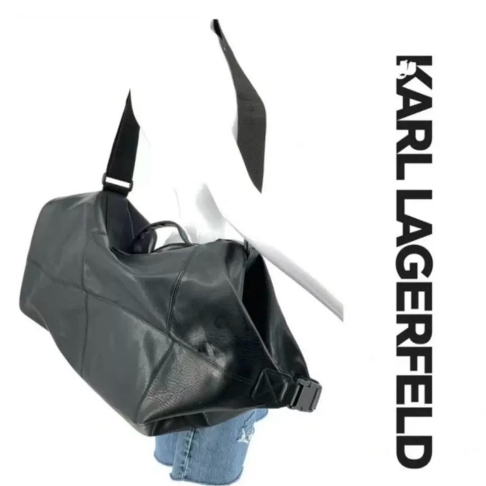 Karl lagerfeld leather black duffle bag